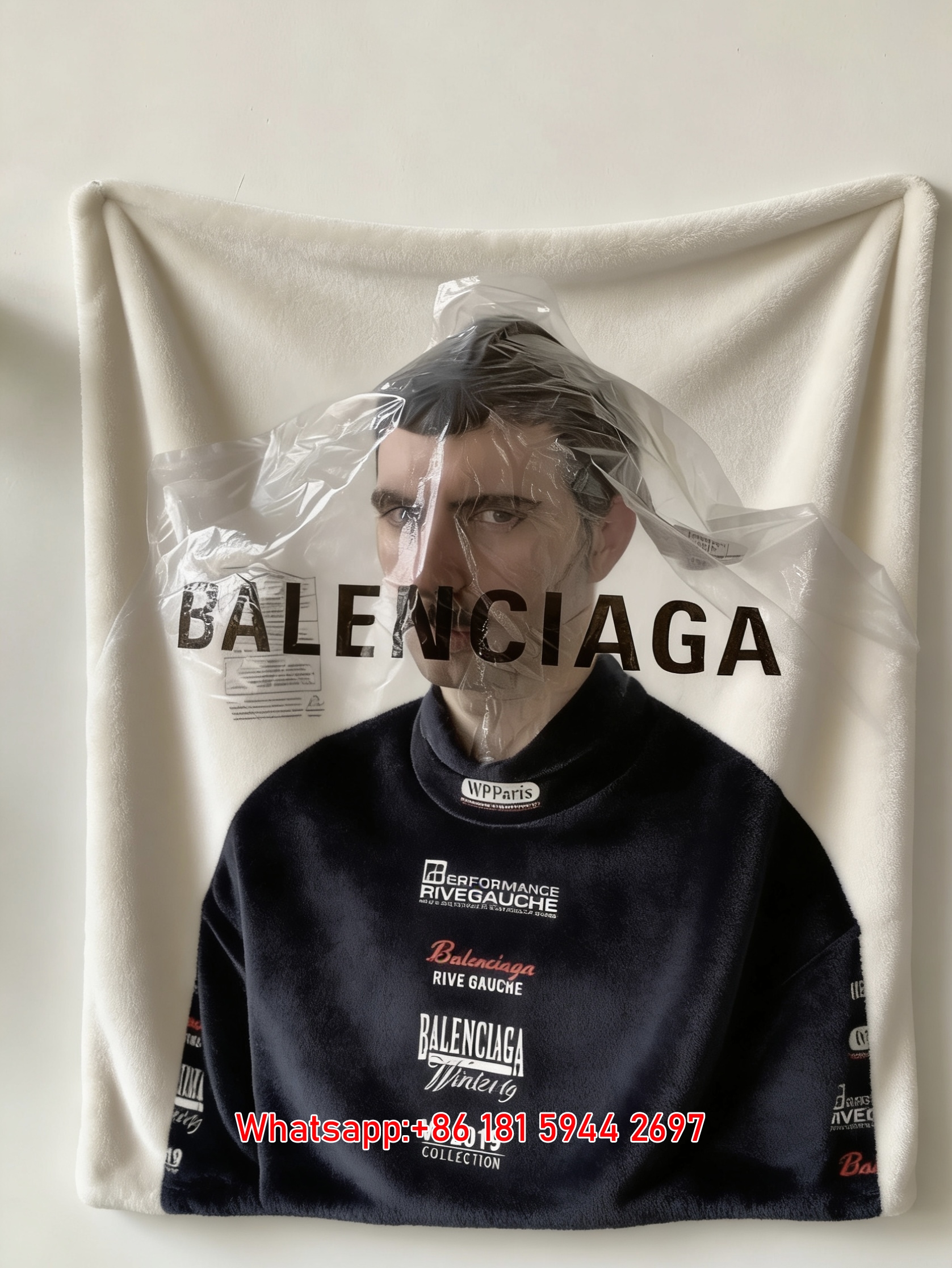 Balenciaga Plastic Bag Print Flannel Sofa Throw Blanket BA402